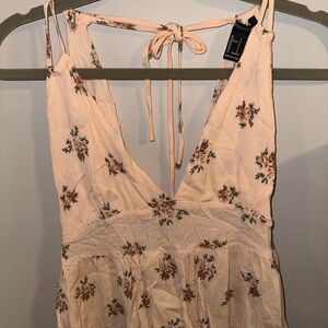 Floral Cream Deep V Top